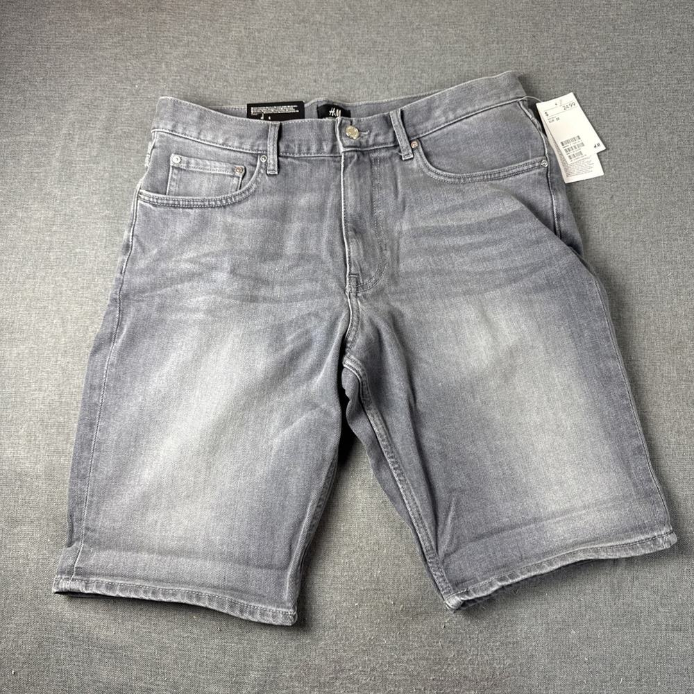 H&M Slim Fit Gray Jean Shorts Size 32